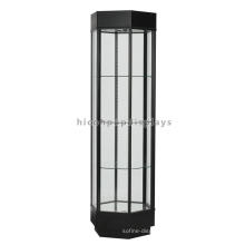 Floorstanding Custom Cosmetics Retail Fixture Wholesale Round Glass Display Case With Lights